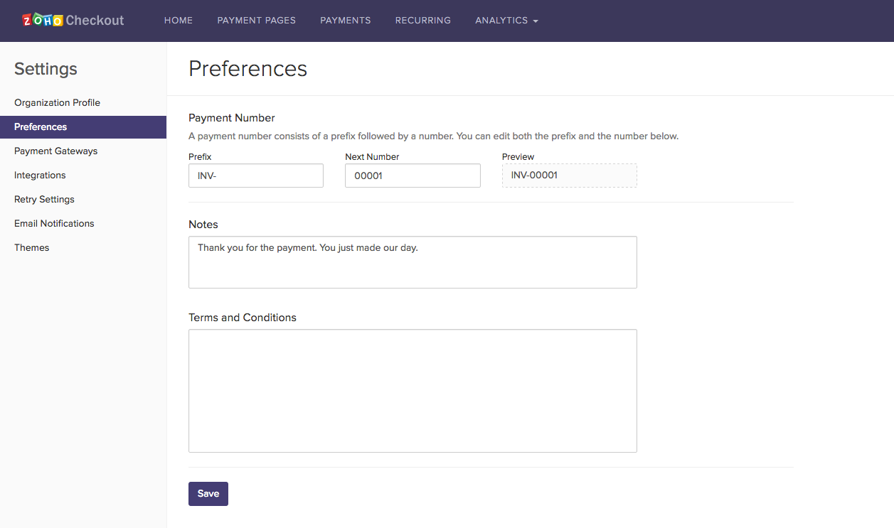 screenshot of Zoho Checkout